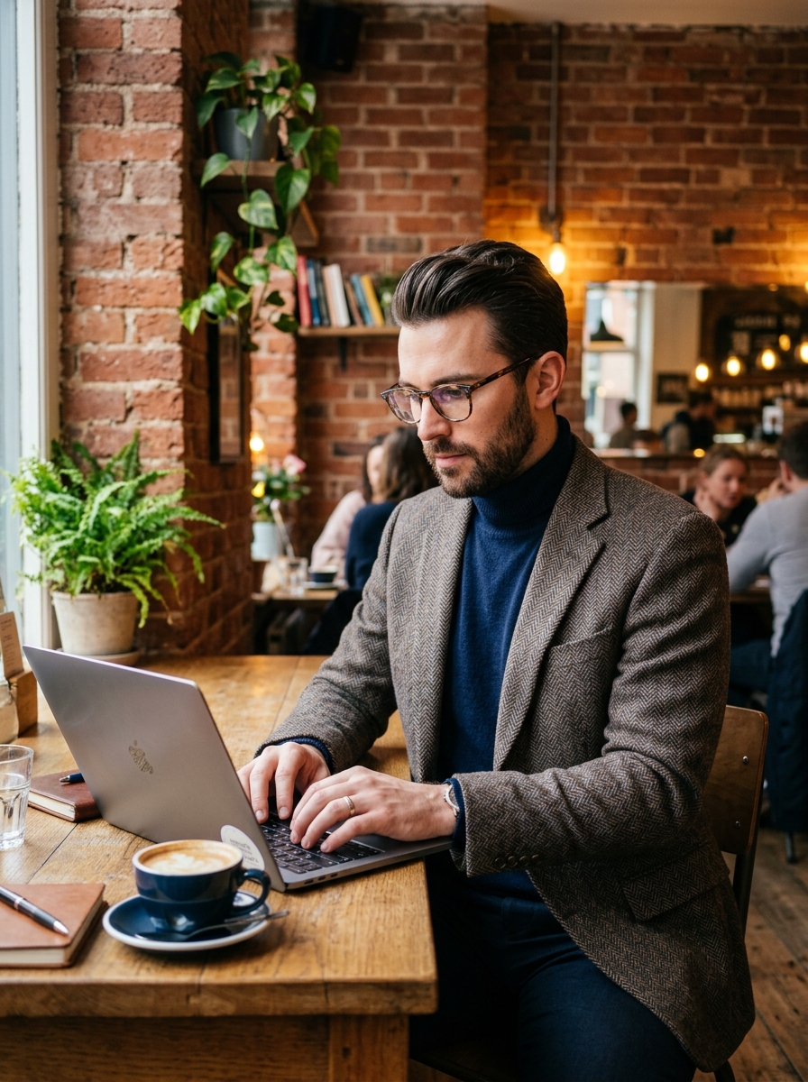 Professional managing operations on laptop